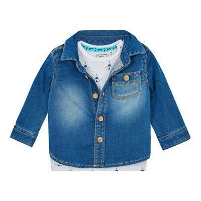 Baby girls' blue denim jacket and t-shirt